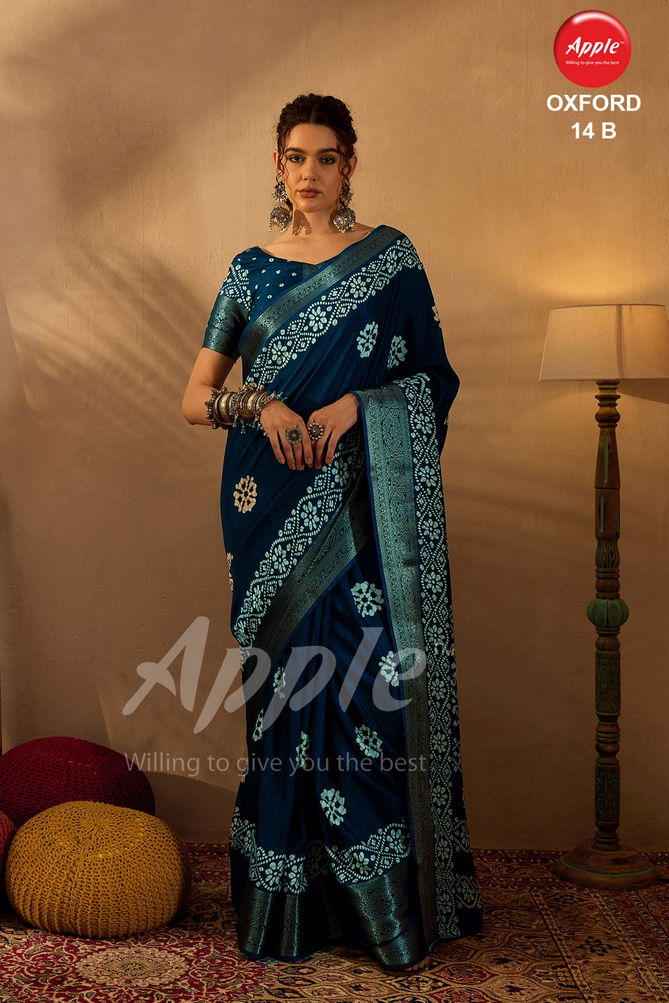 Oxford 14 By Apple Silk Blend Printed Party Wear Sarees Wholesale Price In Surat
